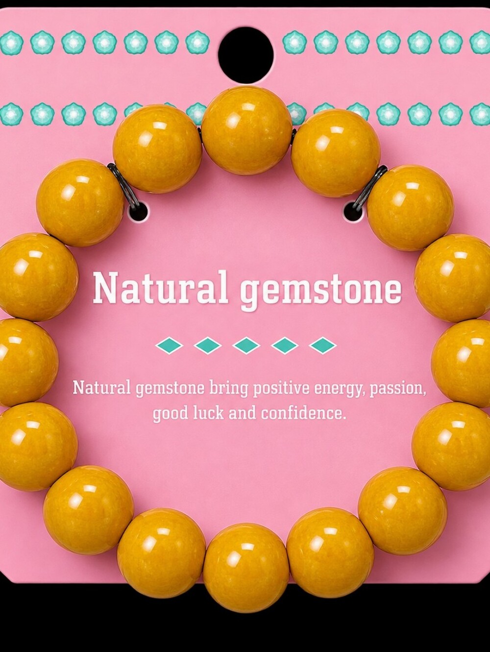 Natural Gemstone Mustard Yellow Beaded Bracelet.